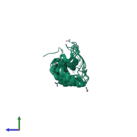 PDB entry 7vxw coloured by chain, side view.