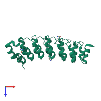 PDB entry 7vxw coloured by chain, top view.