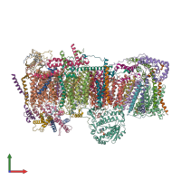 PDB entry 7vye coloured by chain, front view.