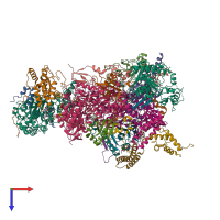 PDB entry 7vz1 coloured by chain, top view.