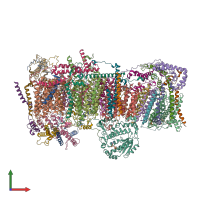 PDB entry 7vz8 coloured by chain, front view.