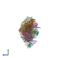 PDB entry 7vzw coloured by chain, side view.