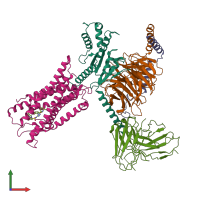 PDB entry 7w0m coloured by chain, front view.