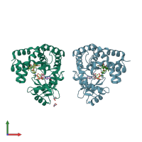 PDB entry 7w15 coloured by chain, front view.