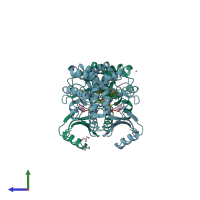 PDB entry 7w15 coloured by chain, side view.