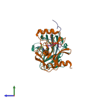 PDB entry 7w6j coloured by chain, side view.