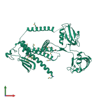 PDB entry 7w6z coloured by chain, front view.