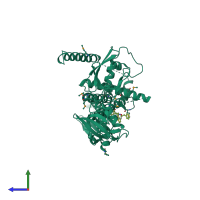 PDB entry 7w6z coloured by chain, side view.