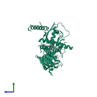 Zinc metalloprotease in PDB entry 7w6z, assembly 1, side view.