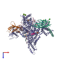 PDB entry 7w77 coloured by chain, top view.