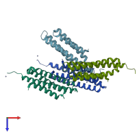 PDB entry 7w9u coloured by chain, top view.