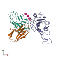 PDB entry 7wb5 coloured by chain, front view.