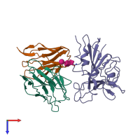 PDB entry 7wb5 coloured by chain, top view.