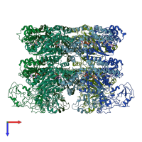 PDB entry 7wd3 coloured by chain, top view.