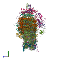 Hetero 16-meric assembly 1 of PDB entry 7wfd coloured by chemically distinct molecules, side view.