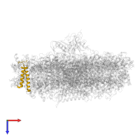 Photosystem I reaction center subunit psaK, chloroplastic in PDB entry 7wfd, assembly 1, top view.