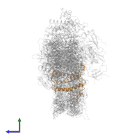 Photosystem I chlorophyll a/b-binding protein 3-1, chloroplastic in PDB entry 7wfd, assembly 1, side view.