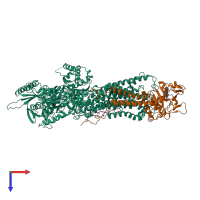 PDB entry 7whv coloured by chain, top view.