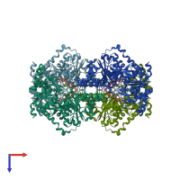 PDB entry 7wj4 coloured by chain, top view.