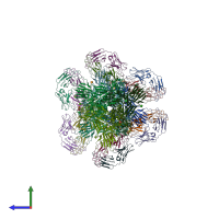 PDB entry 7wjz coloured by chain, side view.