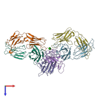 PDB entry 7wk0 coloured by chain, top view.