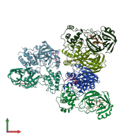 PDB entry 7wku coloured by chain, front view.