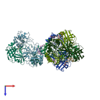PDB entry 7wku coloured by chain, top view.