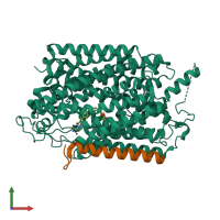 PDB entry 7wmv coloured by chain, front view.