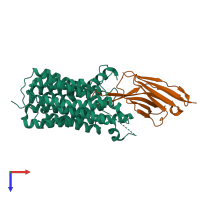 PDB entry 7wn0 coloured by chain, top view.