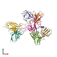 Hetero heptameric assembly 1 of PDB entry 7wp6 coloured by chemically distinct molecules, front view.