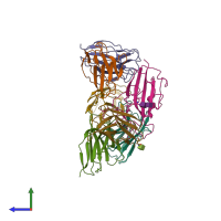 PDB entry 7wp6 coloured by chain, side view.