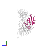 Spike protein S1 in PDB entry 7wp6, assembly 1, side view.