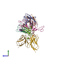 PDB entry 7wp8 coloured by chain, side view.