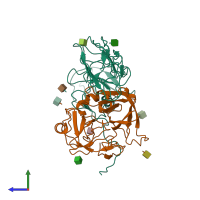 PDB entry 7wqz coloured by chain, side view.