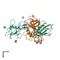 PDB entry 7wqz coloured by chain, top view.