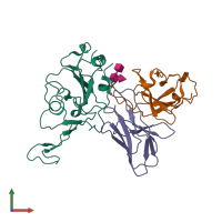 PDB entry 7wr8 coloured by chain, front view.
