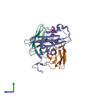PDB entry 7wrz coloured by chain, side view.