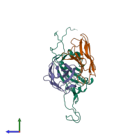 PDB entry 7ws6 coloured by chain, side view.