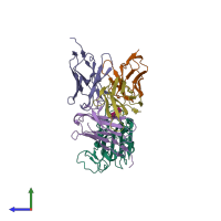 PDB entry 7ws7 coloured by chain, side view.