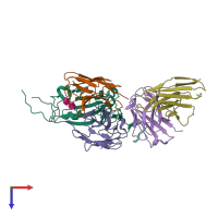 PDB entry 7ws7 coloured by chain, top view.
