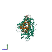 PDB entry 7wsf coloured by chain, side view.