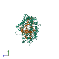 PDB entry 7wsg coloured by chain, side view.