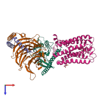 PDB entry 7wu4 coloured by chain, top view.