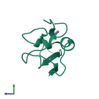 Monomeric assembly 1 of PDB entry 7wuk coloured by chemically distinct molecules, side view.