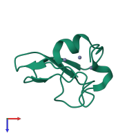 Monomeric assembly 1 of PDB entry 7wuk coloured by chemically distinct molecules, top view.