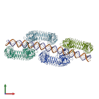 PDB entry 7wv4 coloured by chain, front view.