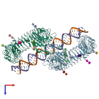 PDB entry 7wv5 coloured by chain, top view.