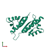 Monomeric assembly 1 of PDB entry 7ww3 coloured by chemically distinct molecules, front view.