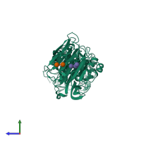 PDB entry 7wwc coloured by chain, side view.