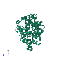 PDB entry 7wwe coloured by chain, side view.